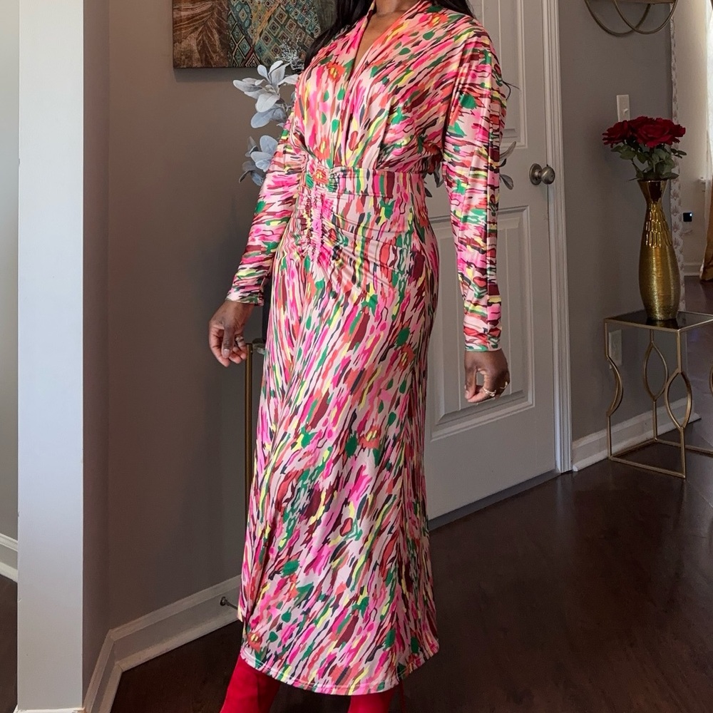 Vibrant Pink Patterned Dress